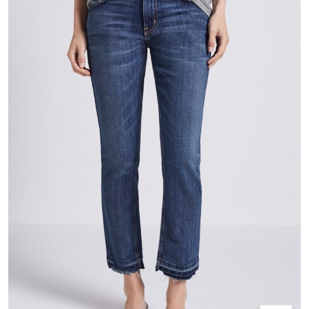 Current/Elliot raw edge straight cropped jeans